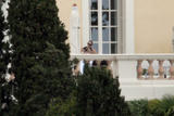 Angelina Jolie topless changing her clothes on terrace in Maryland Villa