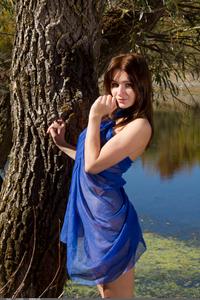 Ilona - blue dress strip outdoors nature brunettei17f7hbvzd.jpg